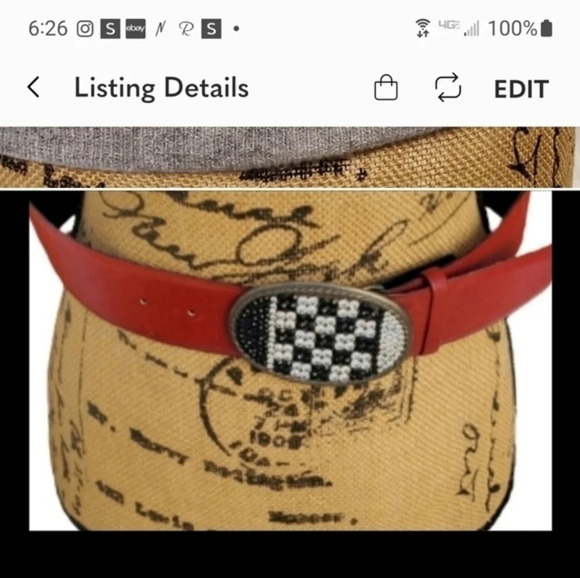 Vintage Red‎ Western style leather Belt S- M main image 5